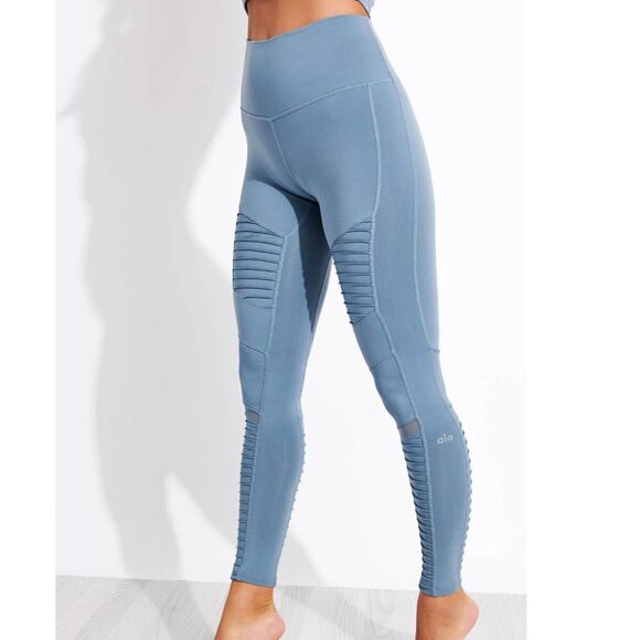 ALO Yoga Pants - Women Alo Yoga High Waisted Moto Leggings In Blue Size Medium